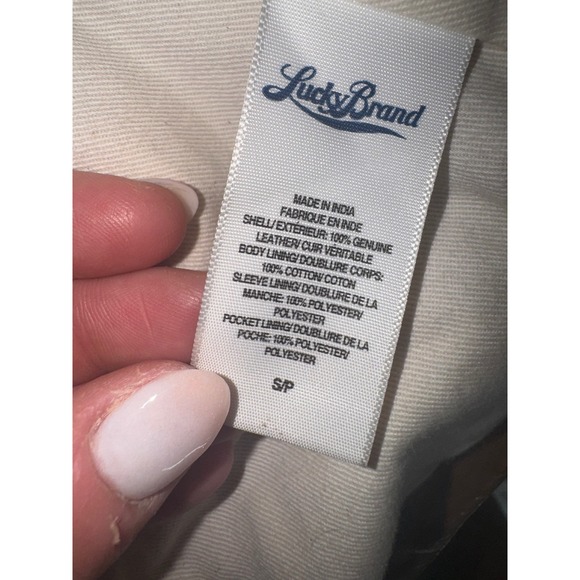 Lucky Brand Leather Utility Jacket Womens Cognac Brown Distressed Field S - Picture 8 of 9